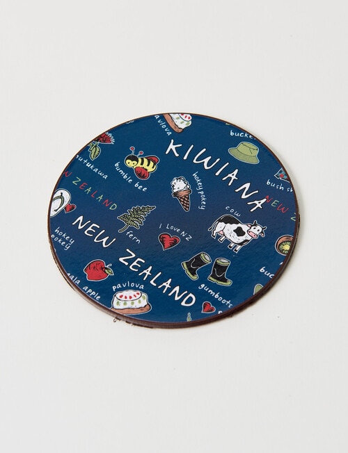 New Zealand Kiwiana Round Cork Coasters, Set of 6, Navy product photo View 07 L