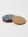 New Zealand Kiwiana Round Cork Coasters, Set of 6, Navy product photo View 08 S