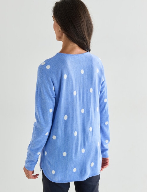 Ella J Spot Curved Hem Long Sleeve Jumper, Cornflower product photo View 02 L