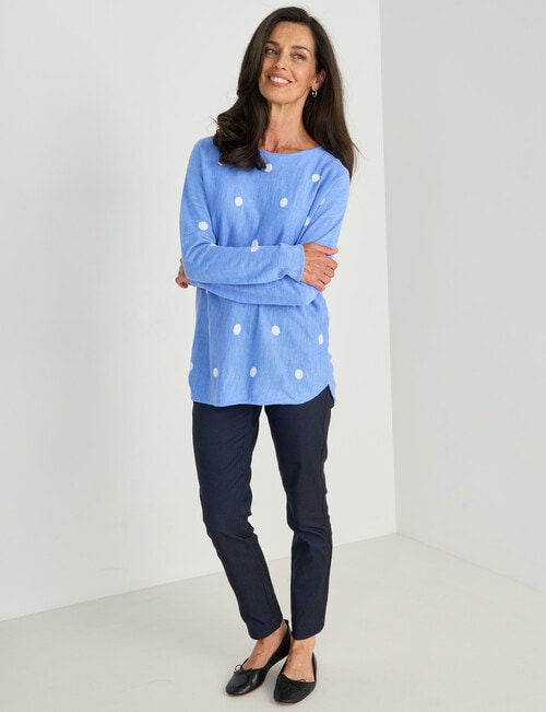 Ella J Spot Curved Hem Long Sleeve Jumper, Cornflower product photo View 03 L