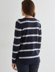 Ella J Stripe Curved Hem Jumper, Navy product photo View 02 S