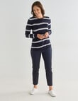 Ella J Stripe Curved Hem Jumper, Navy product photo View 03 S