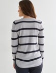 Ella J Stripe Curved Hem Jumper, Grey Marle product photo View 02 S
