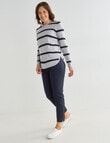Ella J Stripe Curved Hem Jumper, Grey Marle product photo View 03 S