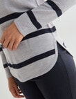 Ella J Stripe Curved Hem Jumper, Grey Marle product photo View 04 S