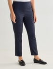 Ella J Classic Bengaline Shorter Length Pull On Pant, Washed Navy product photo
