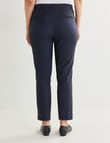 Ella J Classic Bengaline Shorter Length Pull On Pant, Washed Navy product photo View 02 S