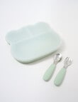 Teeny Weeny Silicone Bear Plate & Cutlery Set, Green product photo View 03 S