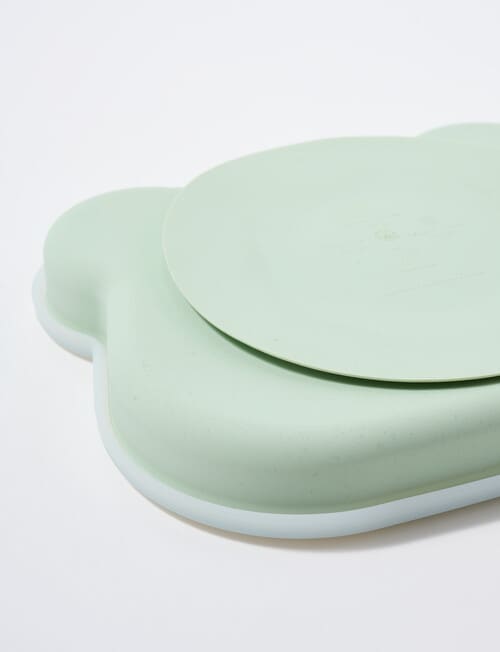 Teeny Weeny Silicone Bear Plate & Cutlery Set, Green product photo View 04 L