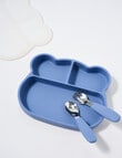 Teeny Weeny Silicone Bear Plate & Cutlery Set, Blue product photo