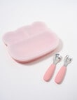 Teeny Weeny Silicone Bear Plate & Cutlery Set, Pink product photo View 03 S