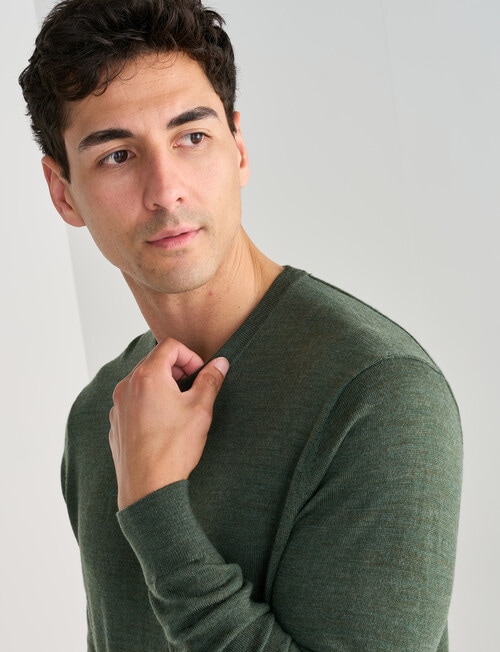 North South Merino Crew Neck Jumper, Sage product photo View 04 L