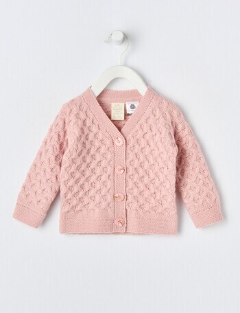 Little Bundle Merino Knit Cardigan, Ballet Pink product photo