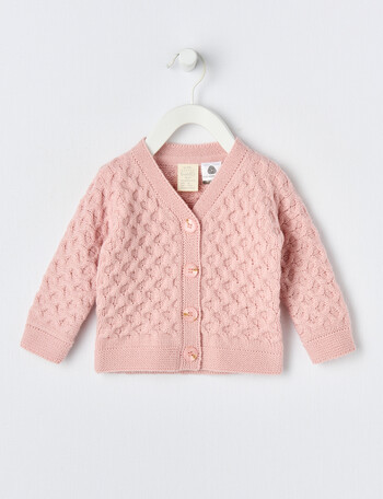Little Bundle Merino Knit Cardigan, Ballet Pink product photo