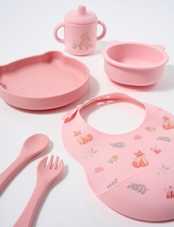 Teeny Weeny Silicone My First Feeding Set, 6-Piece, Meadow product photo