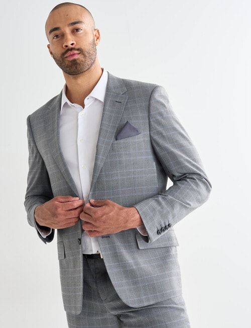 Laidlaw + Leeds Multicheck Tailored Jacket, Light Grey product photo View 05 L
