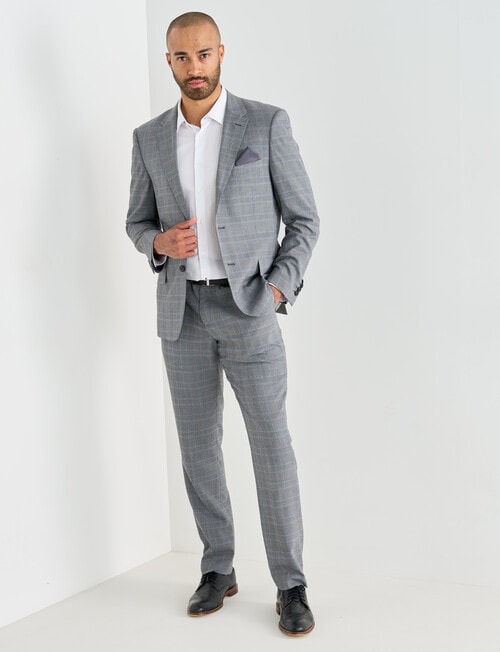 Laidlaw + Leeds Multicheck Tailored Pant, Light Grey product photo View 05 L
