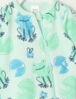 Teeny Weeny Sleep Happy Frog Stretch Cotton Sleepsuit, Green product photo View 02 S
