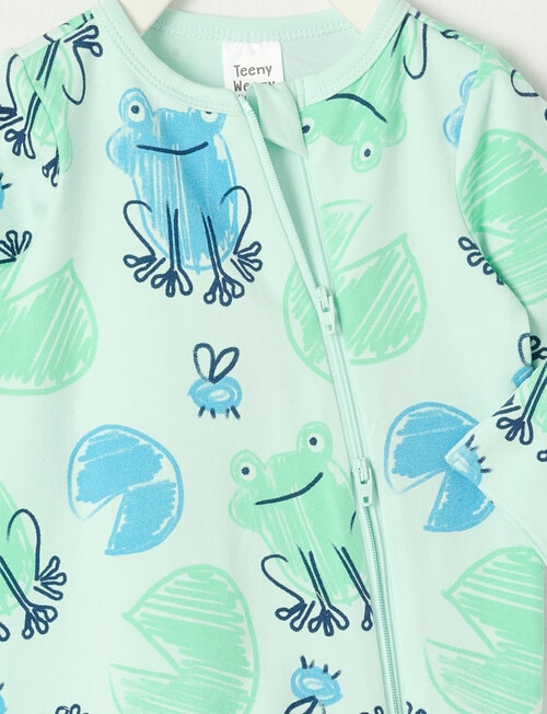 Teeny Weeny Sleep Happy Frog Stretch Cotton Sleepsuit, Green product photo View 02 L