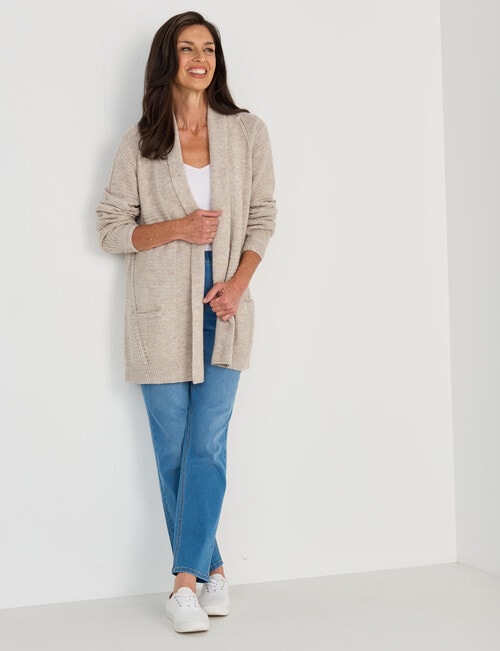Ella J Deco Cardigan, Oatmeal product photo View 03 L