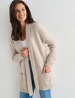Ella J Deco Cardigan, Oatmeal product photo