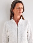 Ella J Two-Way Zip Sweatshirt, Ivory product photo