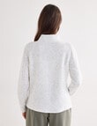 Ella J Two-Way Zip Sweatshirt, Ivory product photo View 02 S