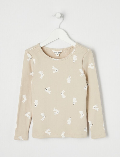 Mac & Ellie Bunnies Rib Long Sleeve Tee, Natural product photo