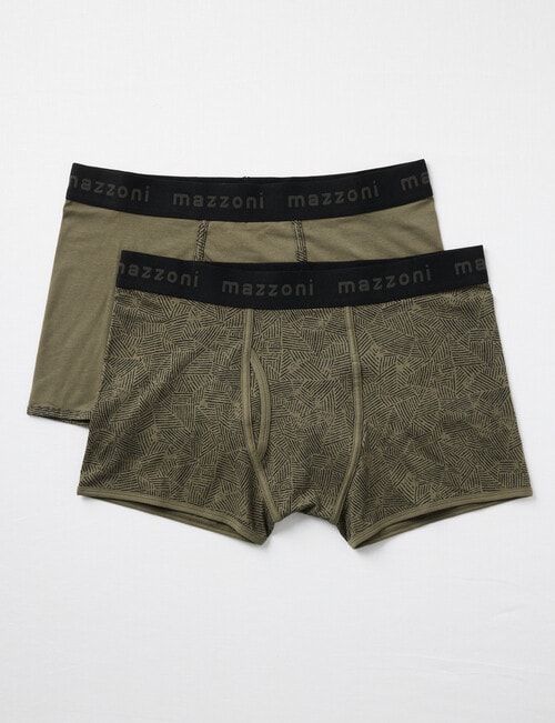 Mazzoni Open Front Trunk, 2-Pack, Khaki Linear Print & Plain Khaki product photo View 03 L