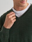 North South Merino V Neck Jumper, Sage product photo View 04 S