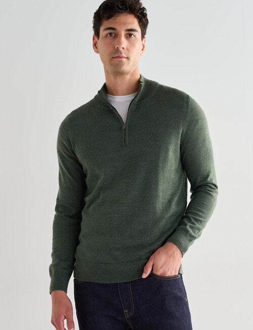North South Merino Quarter Zip Merino Pullover, Sage product photo View 05 L