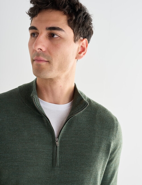 North South Merino Merino 1/4 Zip Jumper, Sage product photo