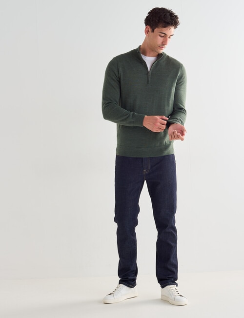 North South Merino 1/4 Zip Jumper, Sage product photo View 03 L