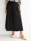 Whistle Shirred Waist Poplin Skirt, Black product photo