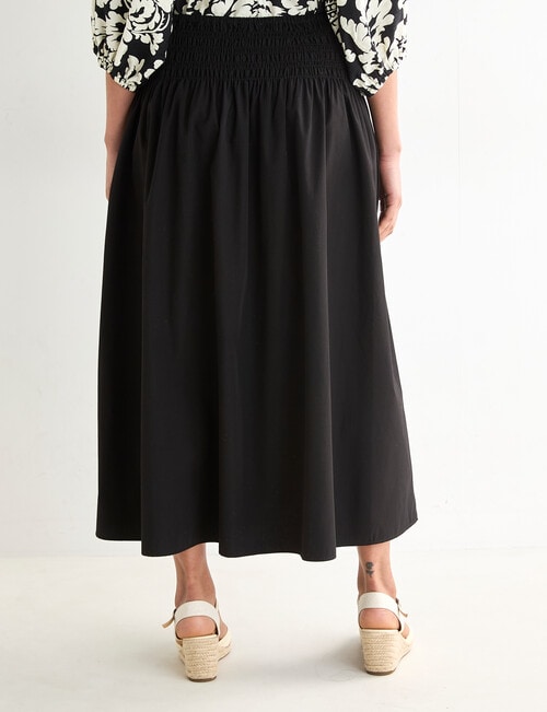Whistle Shirred Waist Poplin Skirt, Black product photo View 02 L