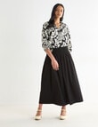 Whistle Shirred Waist Poplin Skirt, Black product photo View 03 S