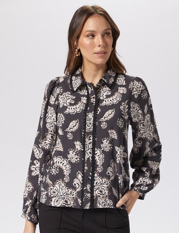 Vero Moda Josie Joan Long Sleeve Shirt, Obsidian product photo
