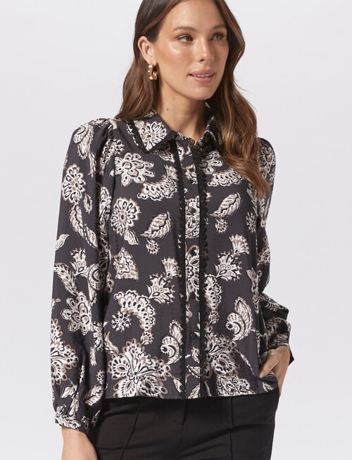Vero Moda Josie Joan Long Sleeve Shirt, Obsidian product photo View 03 L