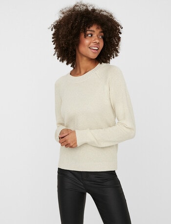 Vero Moda Doffy Shine Long Sleeve Blouse, Birch & Gold product photo