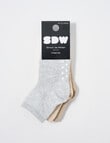 Simon De Winter Rib Crew Socks, 3-Pack, Neutral product photo View 02 S