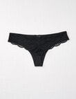 Lyric Cotton Lace Back G-String, Black, 8-18 product photo View 02 S