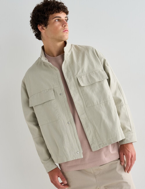 Tarnish Denim Zip Thru Denim Jacket, Washed Stone product photo View 05 L