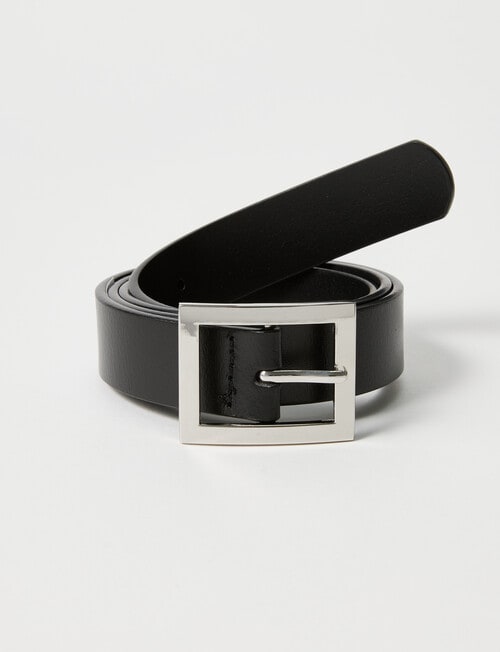 Boston + Bailey Leather Square Buckle Belt, Black product photo