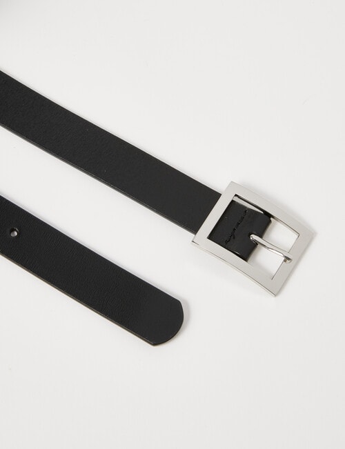 Boston + Bailey Leather Square Buckle Belt, Black product photo View 03 L