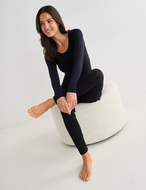 Lyric Thermals Mia Bamboo Long Sleeve Top, Black, XS-2XL product photo View 03 L