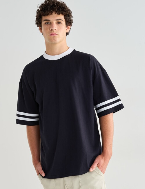 Tarnish Oversize Tee with Chunky Rib, Black product photo View 04 L