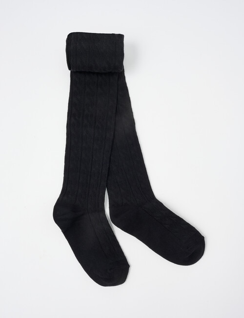Simon De Winter Cable Tights, Black, 3-8 product photo