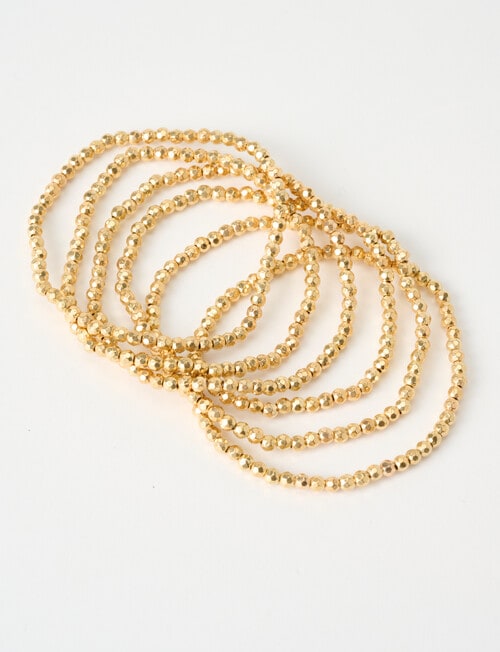 Whistle Accessories Beaded Bracelet Stack, Gold Tone product photo View 02 L