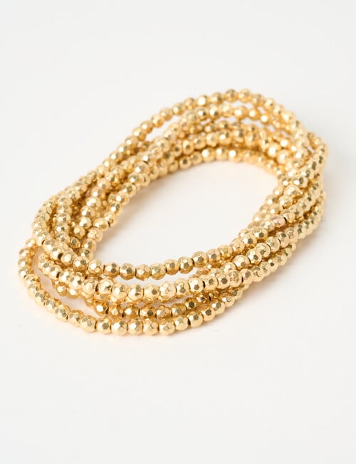 Whistle Accessories Beaded Bracelet Stack, Gold Tone product photo View 03 L