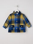 Teeny Weeny Check Sherpa Lined Shacket, Navy, Flax & Royal Blue product photo